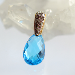 Blue topaz x diamond charm / プルートパーズ、ダイヤモンド